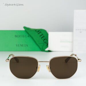 Bottega Veneta Men Sunglasses Gold Dark Brown Split Panthos BV1301S 002 NEW